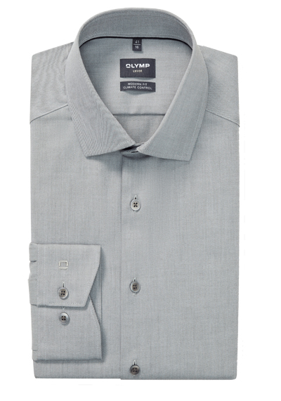 OLYMP Luxor 24/Seven modern fit Hemd Langarm Twill moos preisreduziert