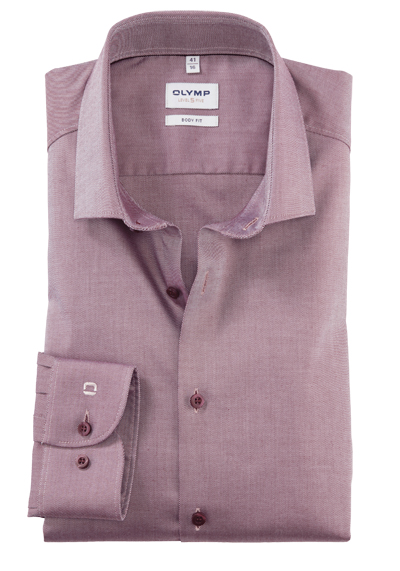OLYMP Level Five body fit Hemd Langarm New Kent Kragen Twill dunkelrot