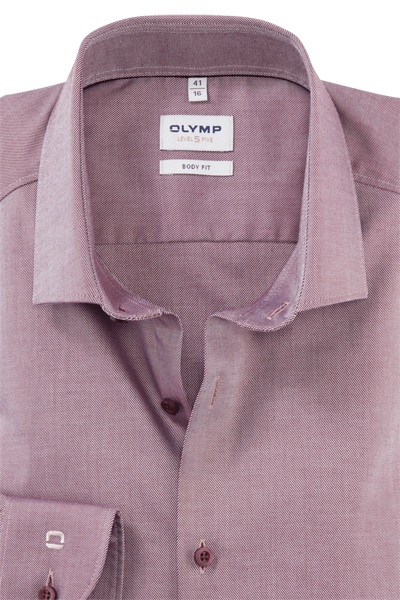 Produktbild f�r 'OLYMP Level Five body fit Hemd Langarm New Kent Kragen Twill dunkelrot'