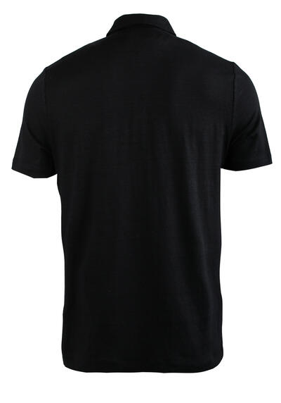 Produktbild fr 'OLYMP Regular Fit Polo Halbarm geknpfter Polokragen Leinen Stretch schwarz'