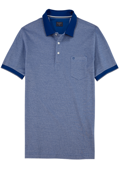 OLYMP Regular Fit Polo Halbarm geknpfter Polokragen Baumwolle rauchblau