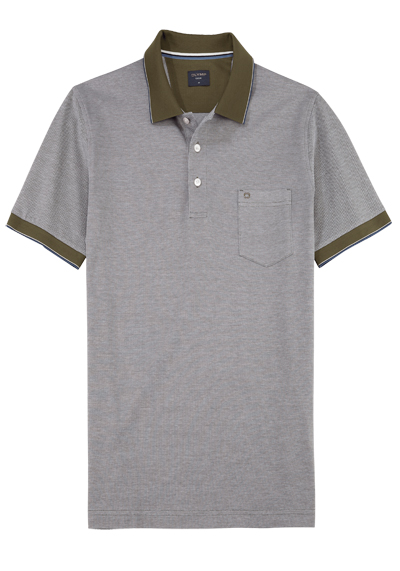 OLYMP Regular Fit Polo Halbarm geknpfter Polokragen Baumwolle moos