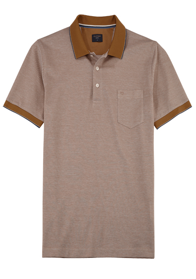 Produktbild fr 'OLYMP Regular Fit Polo Halbarm geknpfter Polokragen Baumwolle hellbraun'