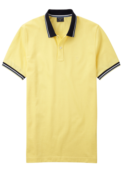 OLYMP Regular Fit Polo Halbarm geknpfter Polokragen Baumwolle Pique gelb