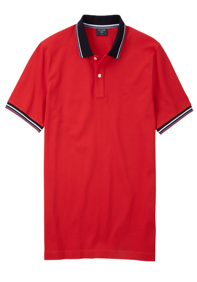 OLYMP Regular Fit Polo Halbarm geknpfter Polokragen Baumwolle Pique rot