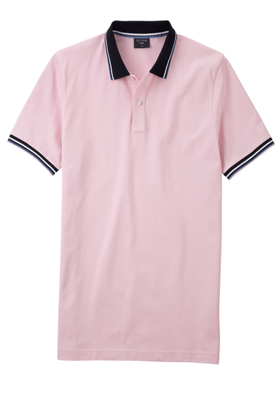 OLYMP Regular Fit Polo Halbarm geknpfter Polokragen Baumwolle Pique rosa