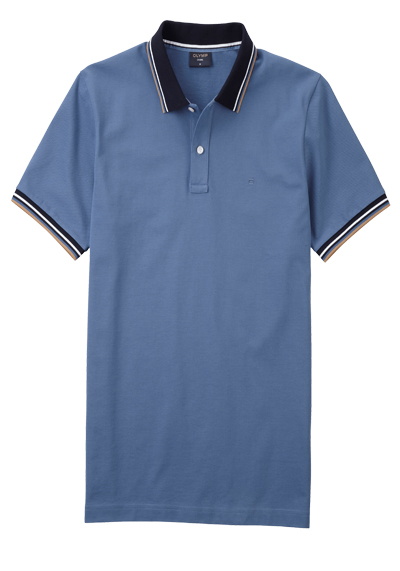 OLYMP Regular Fit Polo Halbarm geknpfter Polokragen Baumwolle Pique rauchblau