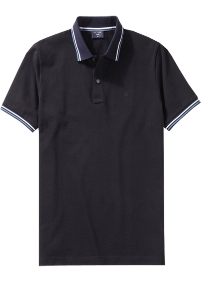 OLYMP Regular Fit Polo Halbarm geknpfter Polokragen Baumwolle Pique schwarz