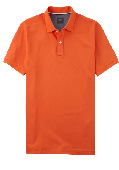 OLYMP Regular Fit Polo Halbarm geknpfter Polokragen Baumwolle Pique orange