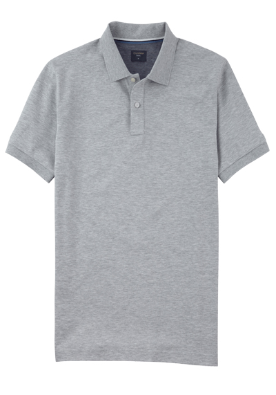 OLYMP Regular Fit Polo Halbarm geknpfter Polokragen Baumwolle Pique hellgrau