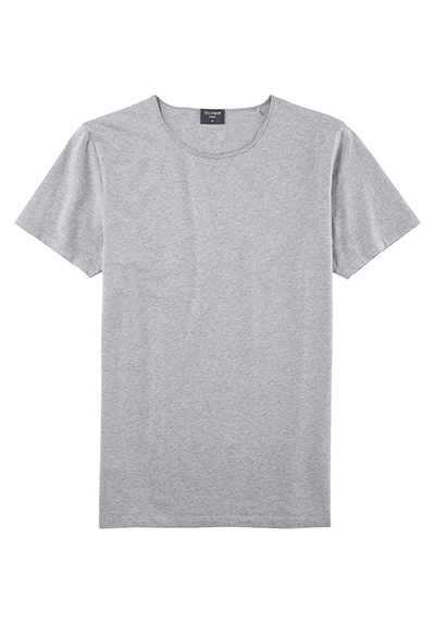 OLYMP Regular Fit T-Shirt Halbarm Rundhals Baumwolle Stretch Jersey grau