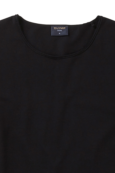 OLYMP Regular Fit T-Shirt Halbarm Rundhals Baumwolle Stretch Jersey schwarz