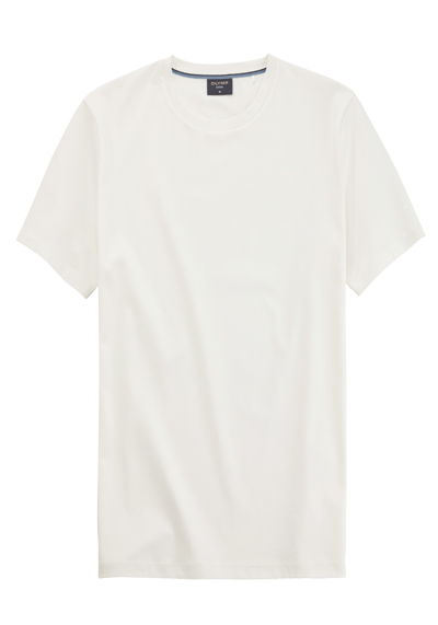 OLYMP Regular Fit T-Shirt Halbarm Rundhals Baumwolle Interlock Jersey wei