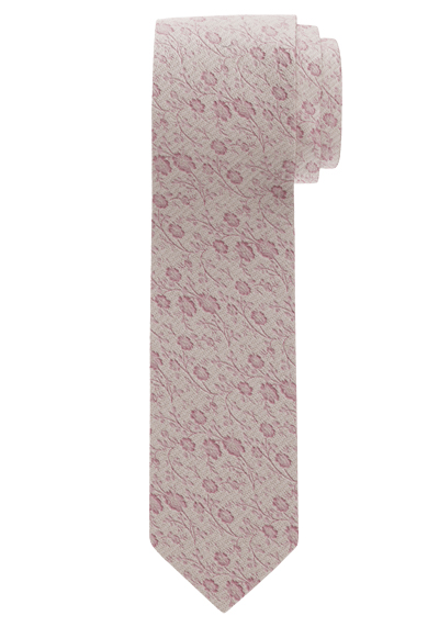 OLYMP Krawatte slim 6,5 cm breit aus reiner Seide Fleckabweisend Muster rosa