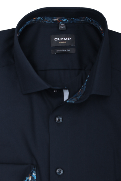 OLYMP Luxor modern fit Hemd extra kurzer Arm Haifischkragen nachtblau