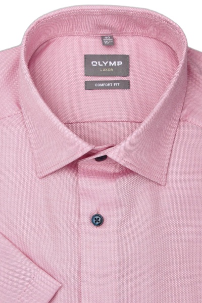 OLYMP Luxor comfort fit Hemd Halbarm New Kent Kragen Natte rosa