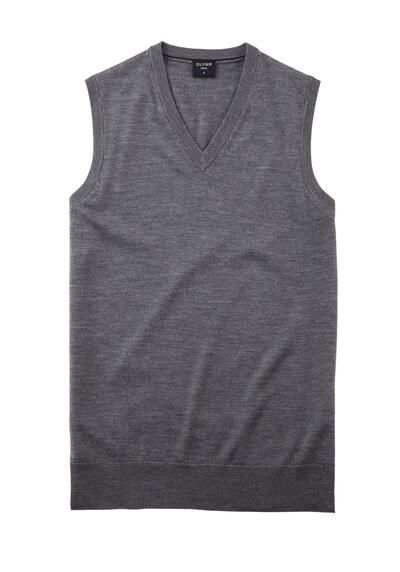 OLYMP Casual regular fit Pullunder V-Ausschnitt hellgrau