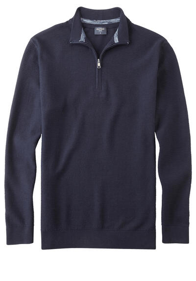 OLYMP regular fit Troyer Langarm Stehkragen Zipper nachtblau