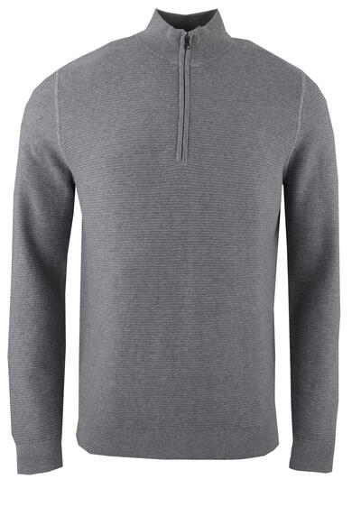 OLYMP regular fit Troyer Langarm Stehkragen Zipper hellgrau