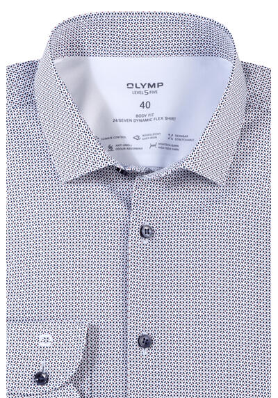 Produktbild fr 'OLYMP Level Five 24/Seven body fit Hemd Langarm Muster rot'