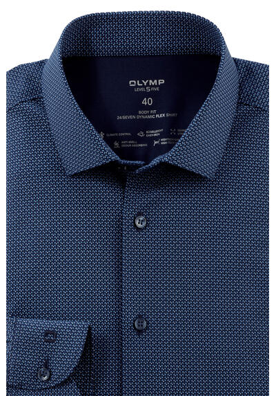 Produktbild fr 'OLYMP Level Five 24/Seven body fit Hemd Langarm Muster blau'