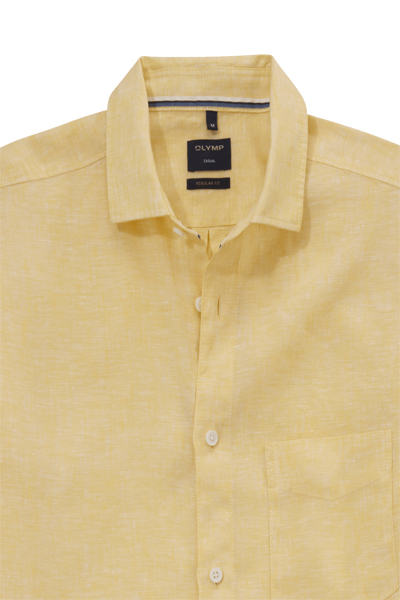 Produktbild fr 'OLYMP Casual regular fit Hemd Langarm New Kent Kragen Leinen gelb'