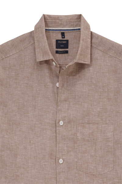 Produktbild fr 'OLYMP Casual regular fit Hemd Langarm New Kent Kragen Leinen hellbraun'
