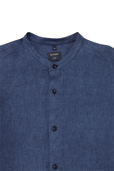 Produktbild fr 'OLYMP Casual regular fit Hemd Langarm Stehkragen Leinen dunkelblau'