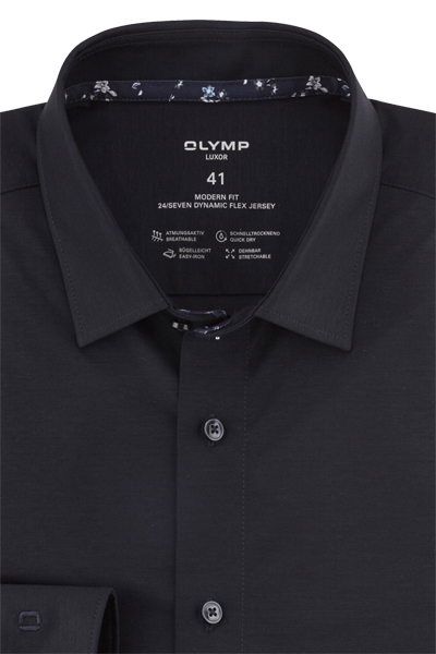 Produktbild fr 'OLYMP Luxor modern fit 24/Seven Hemd Langarm New Kent Kragen nachtblau'
