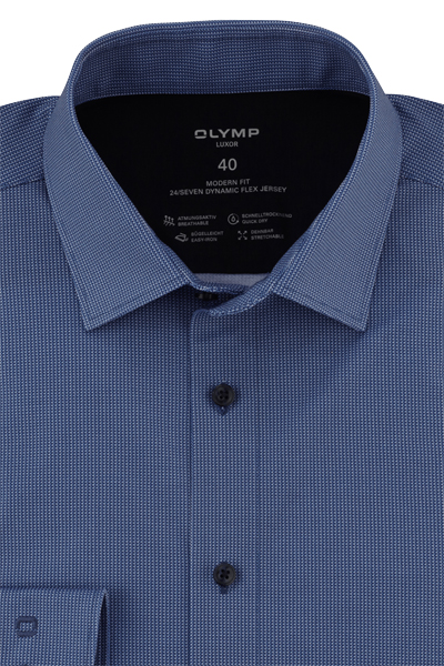 Produktbild fr 'OLYMP Luxor modern fit 24/Seven Hemd Langarm New Kent Kragen Muster blau'