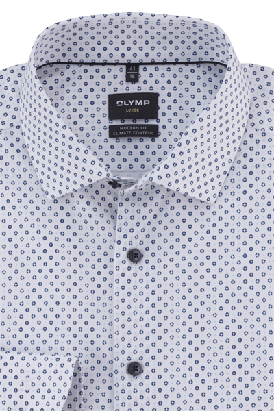 Produktbild fr 'OLYMP Luxor 24/Seven modern fit Hemd Langarm New Kent Kragen Stretch Muster blau'