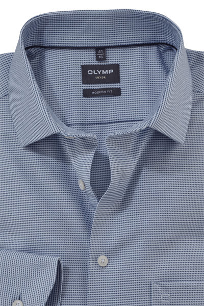 Produktbild fr 'OLYMP Luxor modern fit Hemd Langarm New Kent Kragen Faux Muster blau'