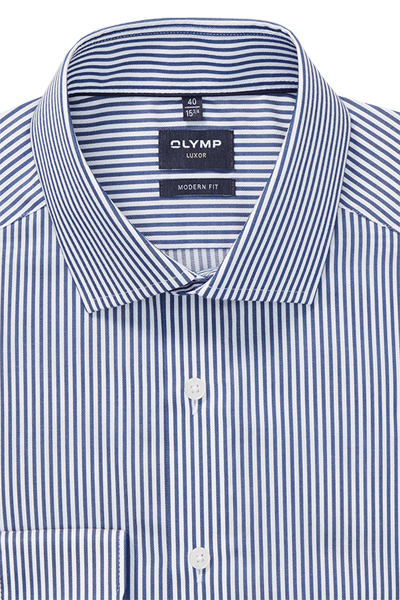 Produktbild f�r 'OLYMP Luxor modern fit Hemd extra langer Arm New Kent Kragen Twill Streifen hellblau'