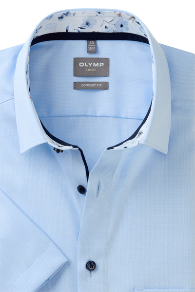 Produktbild fr 'OLYMP Luxor comfort fit Hemd Halbarm New Kent Kragen Struktur hellblau'