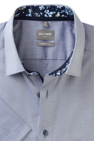 Produktbild fr 'OLYMP Luxor comfort fit Hemd Halbarm New Kent Kragen Struktur rauchblau'