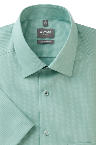 Produktbild fr 'OLYMP Luxor comfort fit Hemd Halbarm New Kent Kragen Faux grn'