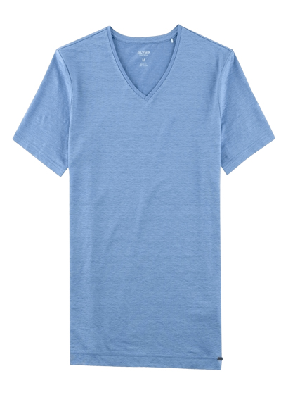 OLYMP Level Five T-Shirt Halbarm V-Ausschnitt Stretch hellblau