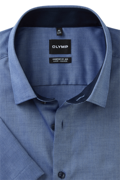 Produktbild fr 'OLYMP Luxor comfort fit big Hemd Halbarm New Kent Kragen Natte rauchblau'