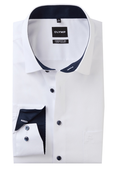 OLYMP Luxor comfort fit big Hemd Langarm New Kent Kragen Natte wei