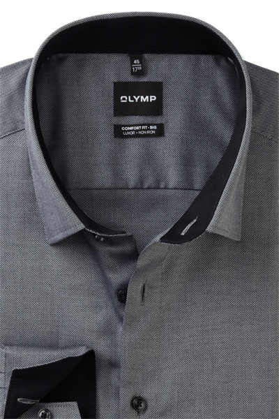 Produktbild fr 'OLYMP Luxor comfort fit big Hemd Langarm New Kent Kragen Natte schwarz'