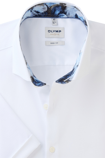 Produktbild fr 'OLYMP Level Five body fit Hemd Halbarm New Kent Kragen Faux wei'