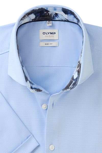 Produktbild fr 'OLYMP Level Five body fit Hemd Halbarm New Kent Kragen Faux hellblau'