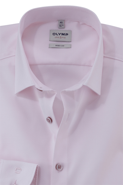Produktbild fr 'OLYMP Level Five body fit Hemd Langarm New Kent Kragen Struktur rosa'