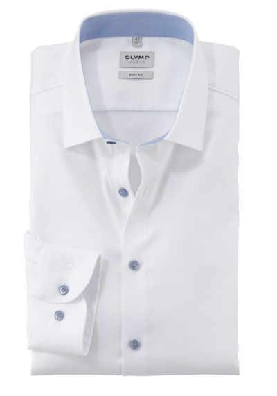 OLYMP Level Five body fit Hemd Langarm New Kent Kragen Faux wei