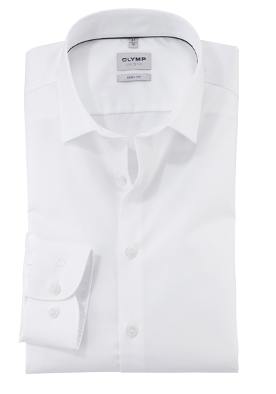OLYMP Level Five body fit Hemd Langarm New Kent Kragen Satin wei