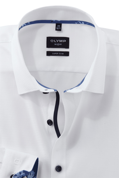 Produktbild fr 'OLYMP No. Six super slim Hemd Langarm New Kent Kragen Struktur wei'