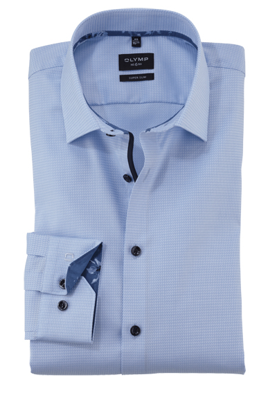 OLYMP No. Six super slim Hemd Langarm New Kent Kragen Struktur hellblau