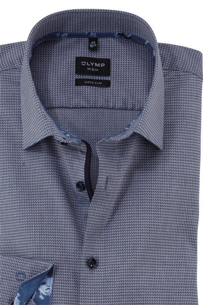 Produktbild fr 'OLYMP No. Six super slim Hemd extra langer Arm New Kent Kragen Struktur nachtblau'