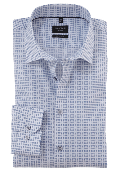 OLYMP No. Six super slim Hemd Langarm New Kent Kragen Muster wei