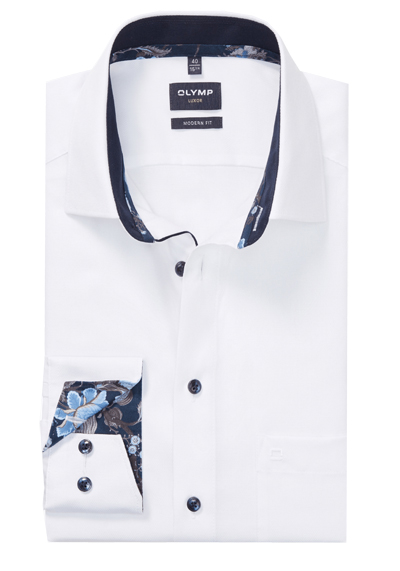 OLYMP Luxor modern fit Hemd extra kurzer Arm New Kent Kragen Faux wei�